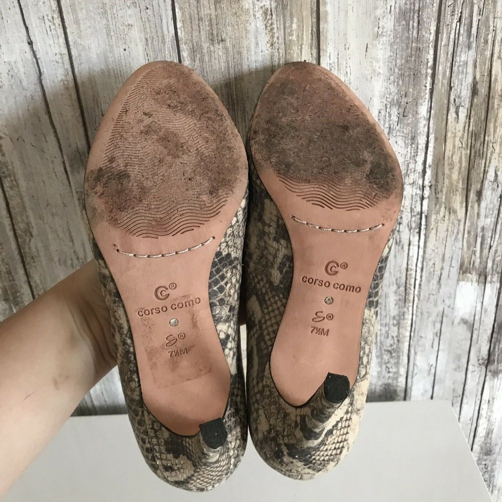 Corso Como Python Del Beige Black Gray Heels 7.5 - image 6